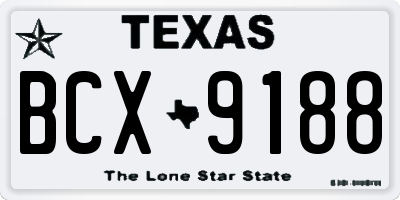 TX license plate BCX9188