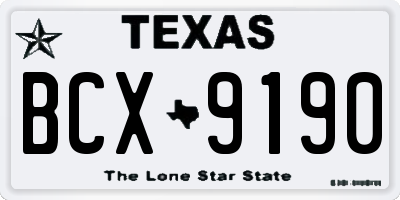TX license plate BCX9190
