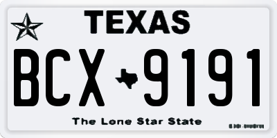 TX license plate BCX9191