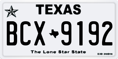 TX license plate BCX9192