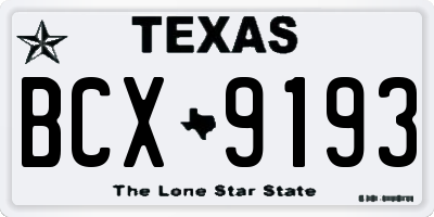 TX license plate BCX9193