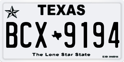 TX license plate BCX9194