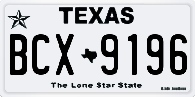 TX license plate BCX9196