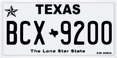 TX license plate BCX9200