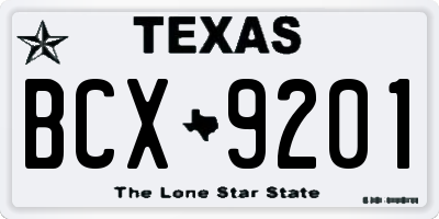 TX license plate BCX9201