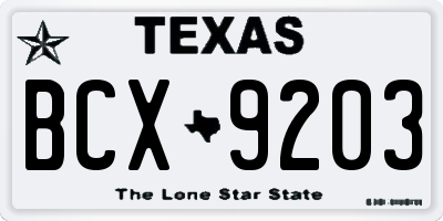 TX license plate BCX9203