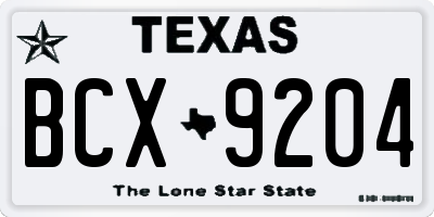 TX license plate BCX9204