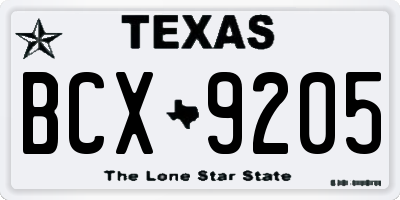 TX license plate BCX9205