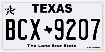 TX license plate BCX9207