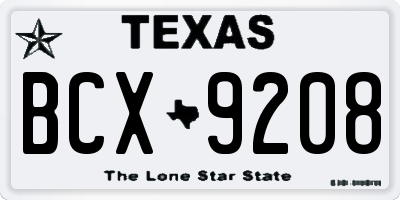 TX license plate BCX9208