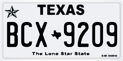 TX license plate BCX9209