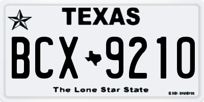 TX license plate BCX9210