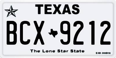 TX license plate BCX9212