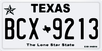 TX license plate BCX9213