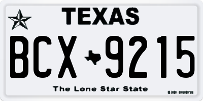 TX license plate BCX9215