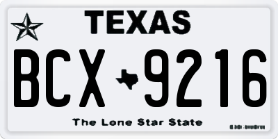 TX license plate BCX9216