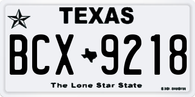 TX license plate BCX9218