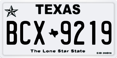 TX license plate BCX9219