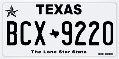 TX license plate BCX9220