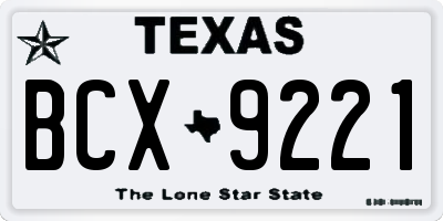 TX license plate BCX9221