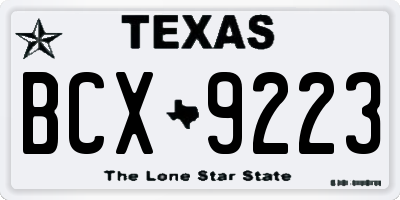 TX license plate BCX9223