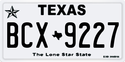 TX license plate BCX9227