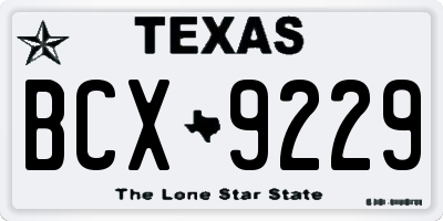 TX license plate BCX9229