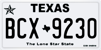 TX license plate BCX9230