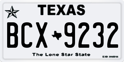 TX license plate BCX9232