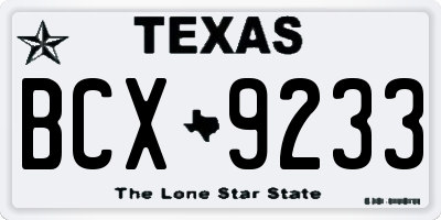 TX license plate BCX9233