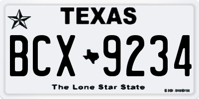 TX license plate BCX9234