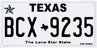 TX license plate BCX9235