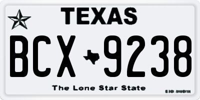 TX license plate BCX9238
