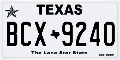 TX license plate BCX9240