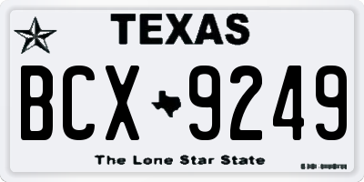 TX license plate BCX9249