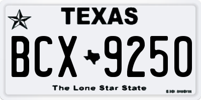 TX license plate BCX9250