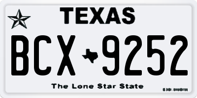 TX license plate BCX9252