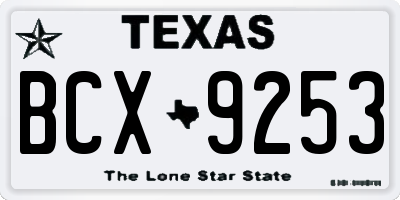 TX license plate BCX9253