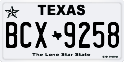 TX license plate BCX9258
