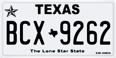TX license plate BCX9262