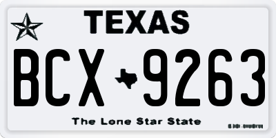 TX license plate BCX9263