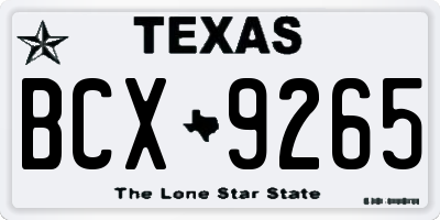 TX license plate BCX9265