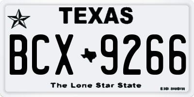 TX license plate BCX9266