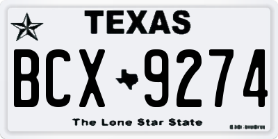 TX license plate BCX9274