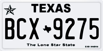 TX license plate BCX9275