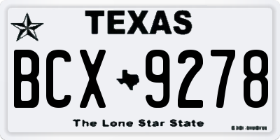 TX license plate BCX9278