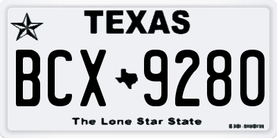 TX license plate BCX9280