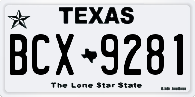 TX license plate BCX9281