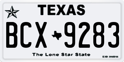 TX license plate BCX9283