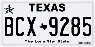 TX license plate BCX9285